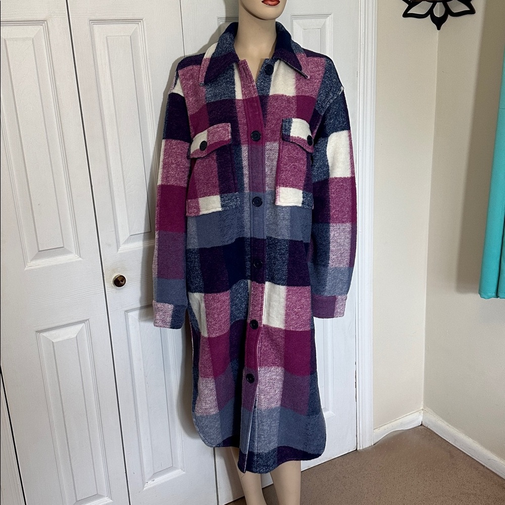 Electric & Rose Plaid Coat in Purple and Pink